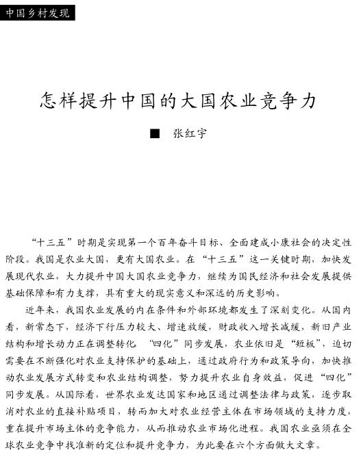張紅宇:怎樣提升中國(guó)的大國(guó)農(nóng)業(yè)競(jìng)爭(zhēng)力(圖1)
